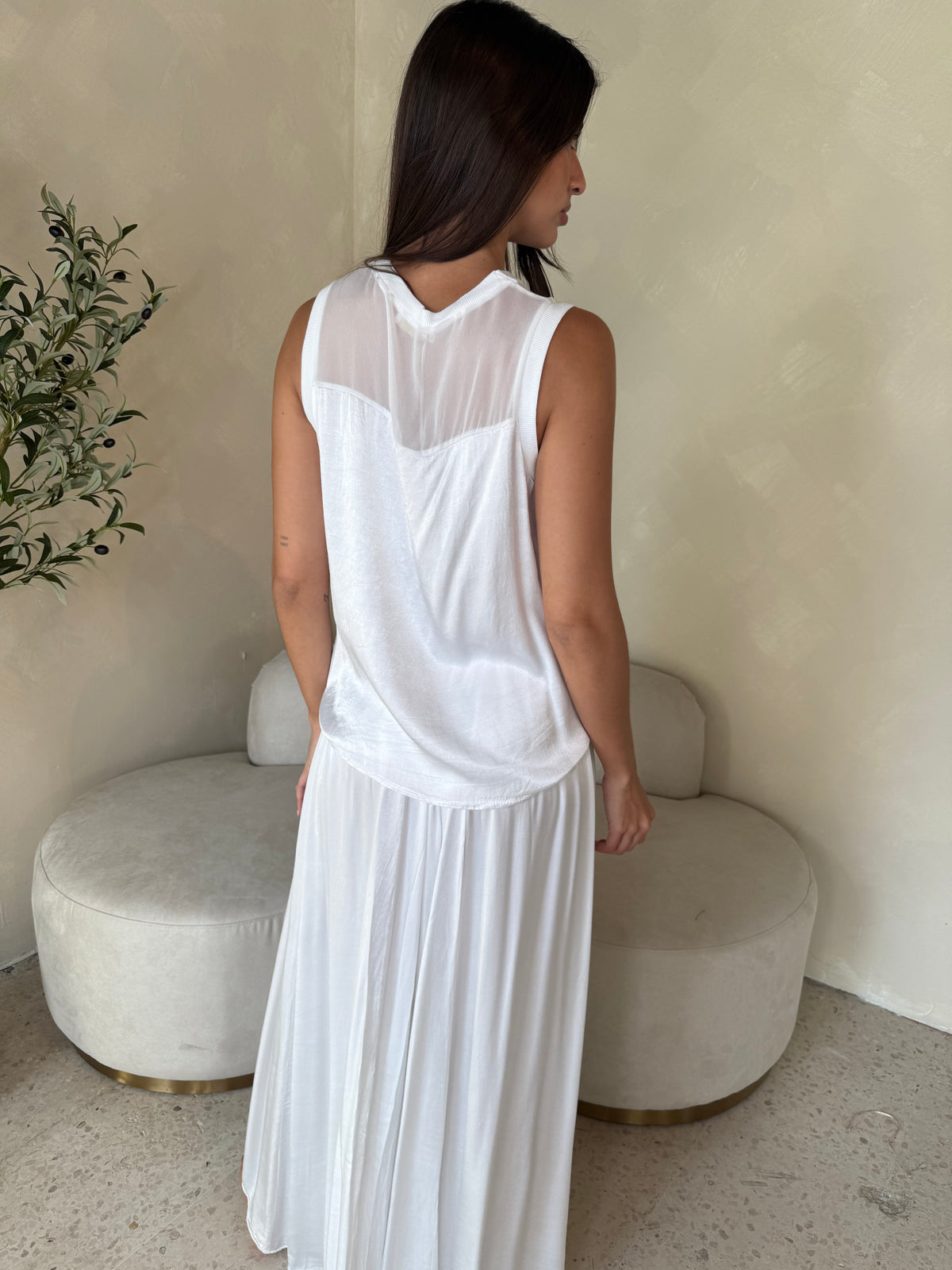 Chiffon Contrast Top & Skirt Set