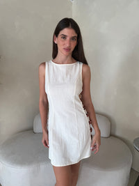 Cream Beaded Mini Dress