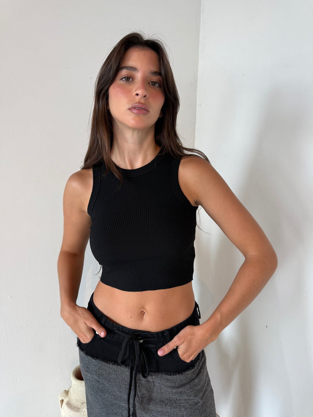 Black Ribbed Tank