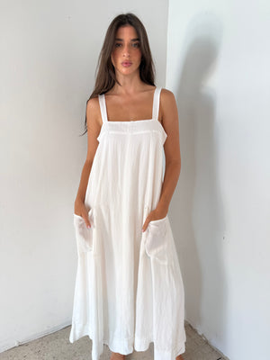 White Solid Maxi Dress