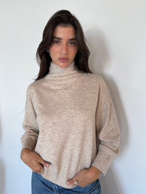 Tan Fuzzy Turtleneck