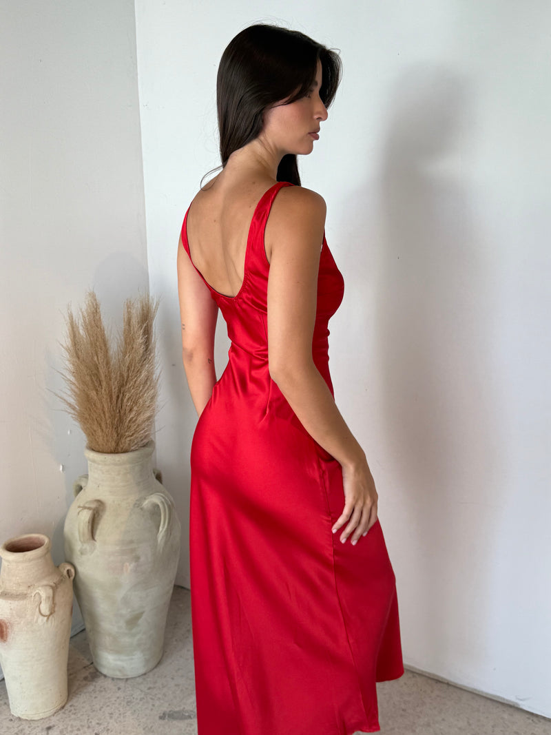 Satin Keyhole Maxi Dress