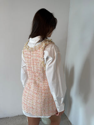 Tweed Mini Dress and Contrast LS Shirt Set