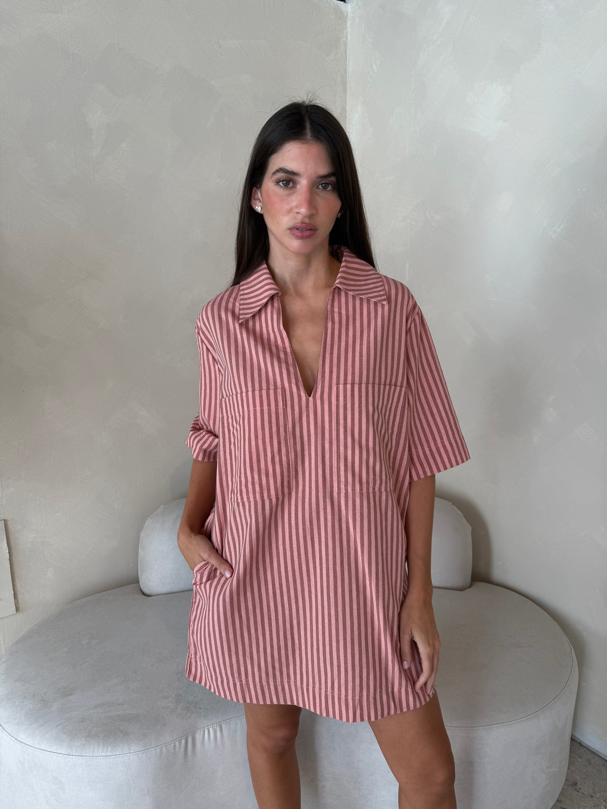 Ss Stripe Collar Dress