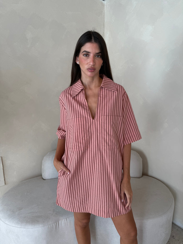 Ss Stripe Collar Dress