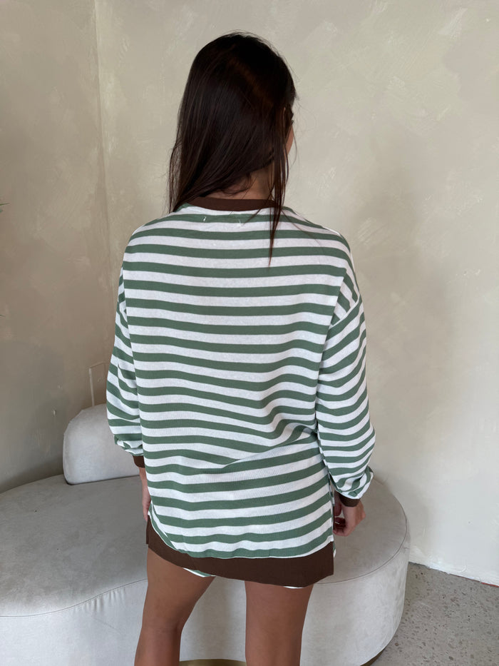 Mint White Stripe Lounge Set