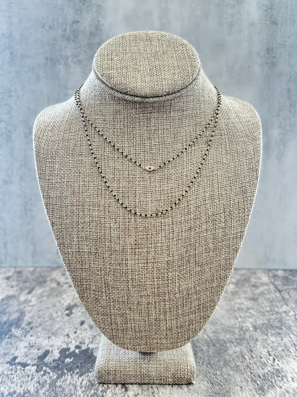 Long Black Beaded Necklace