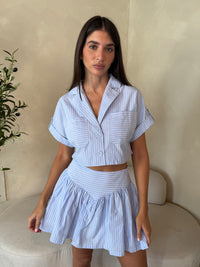 Blue Stripe Top & Skirt Set