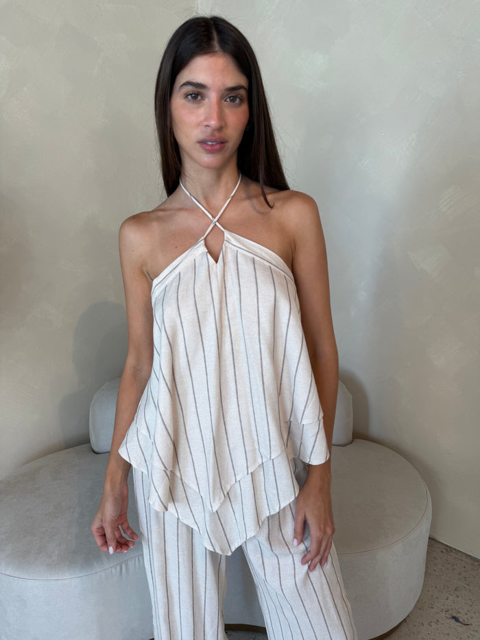 Stripe Halter Top & Pant Set
