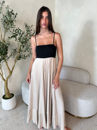 Taupe Black Color Block Maxi Dress