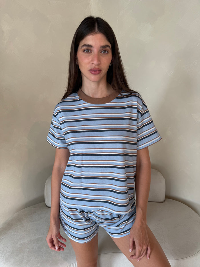 Stripe SS Top & Short Set