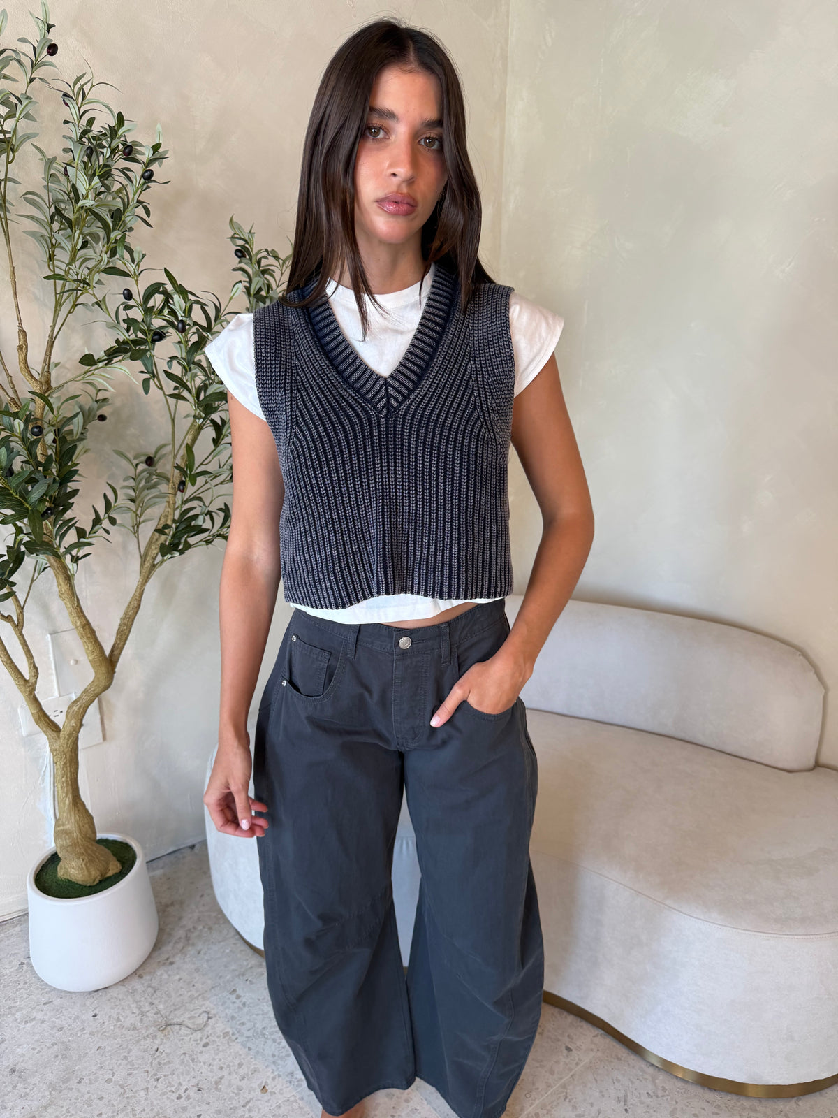 Sweater Vest With Jersey Top Combo