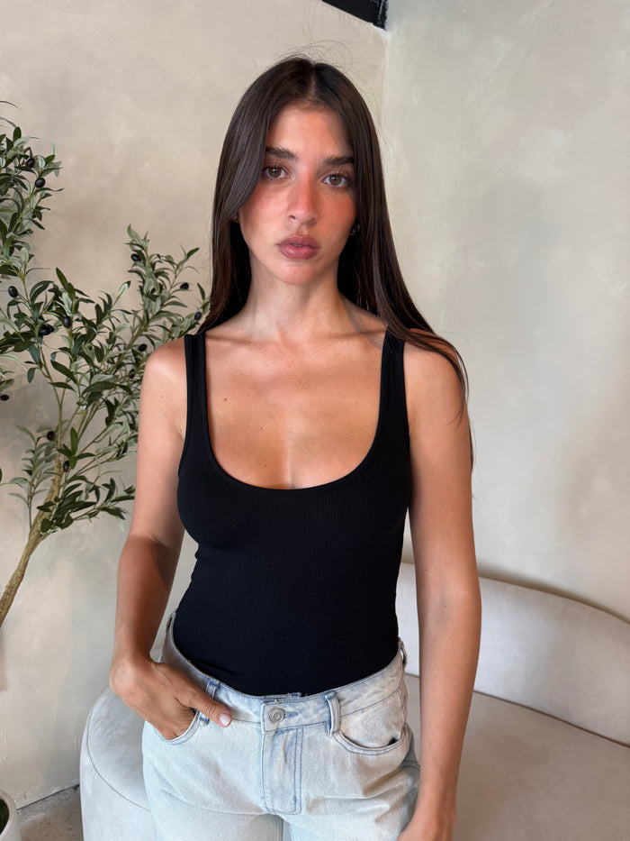 Ribbed Solid Bodysuit