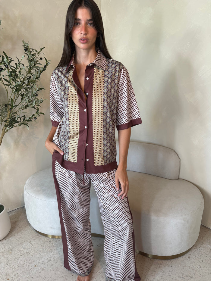 Paisley Printed Brown Set