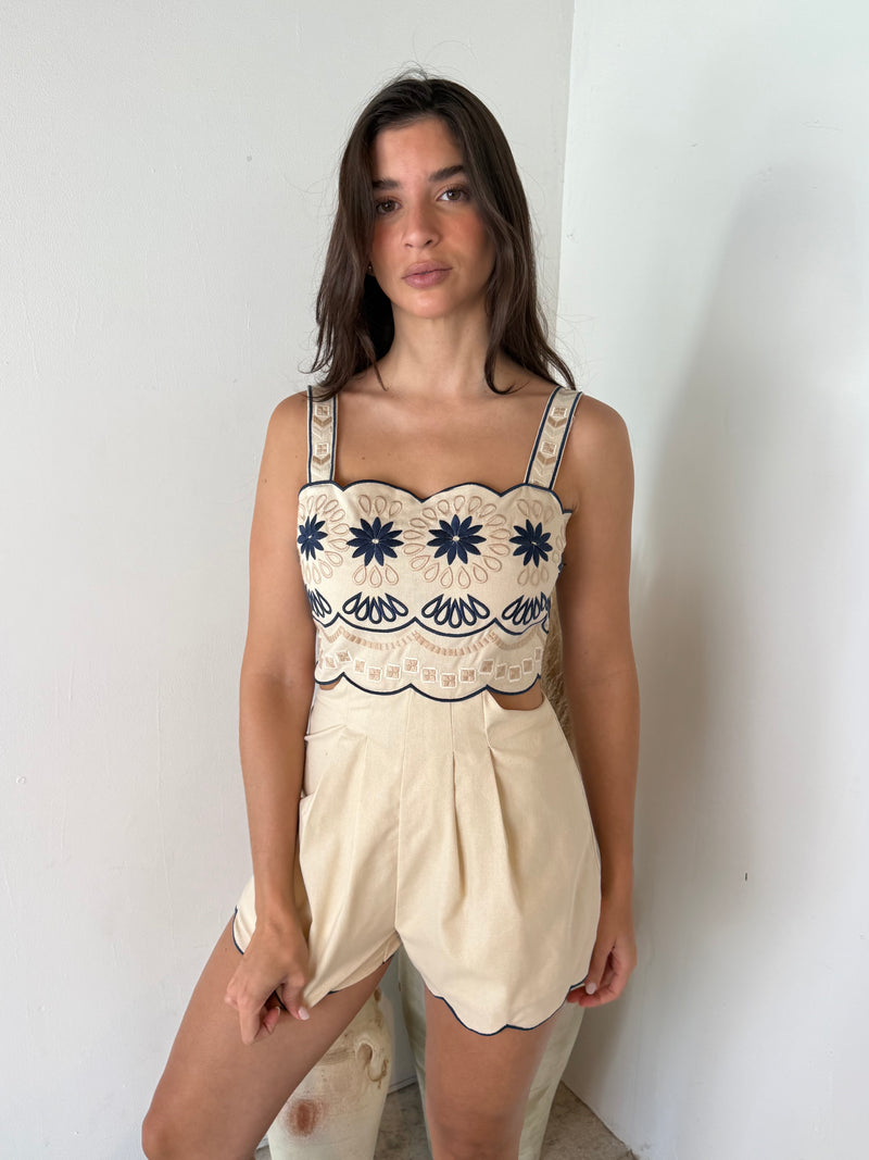 Embroidered Romper