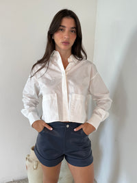 Blue PU Shorts