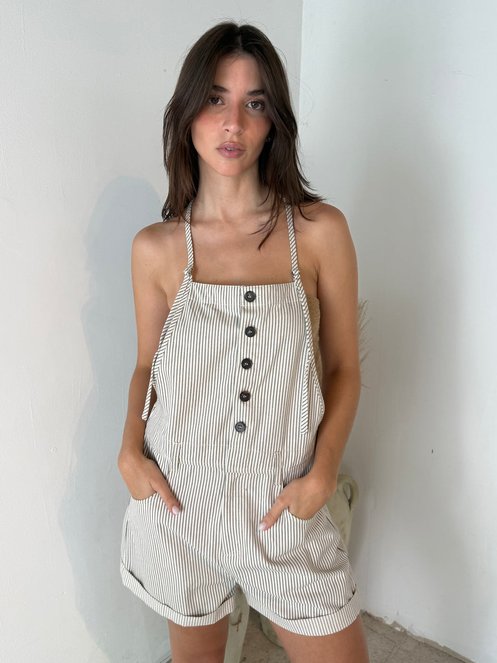 Stripe Overall Romper