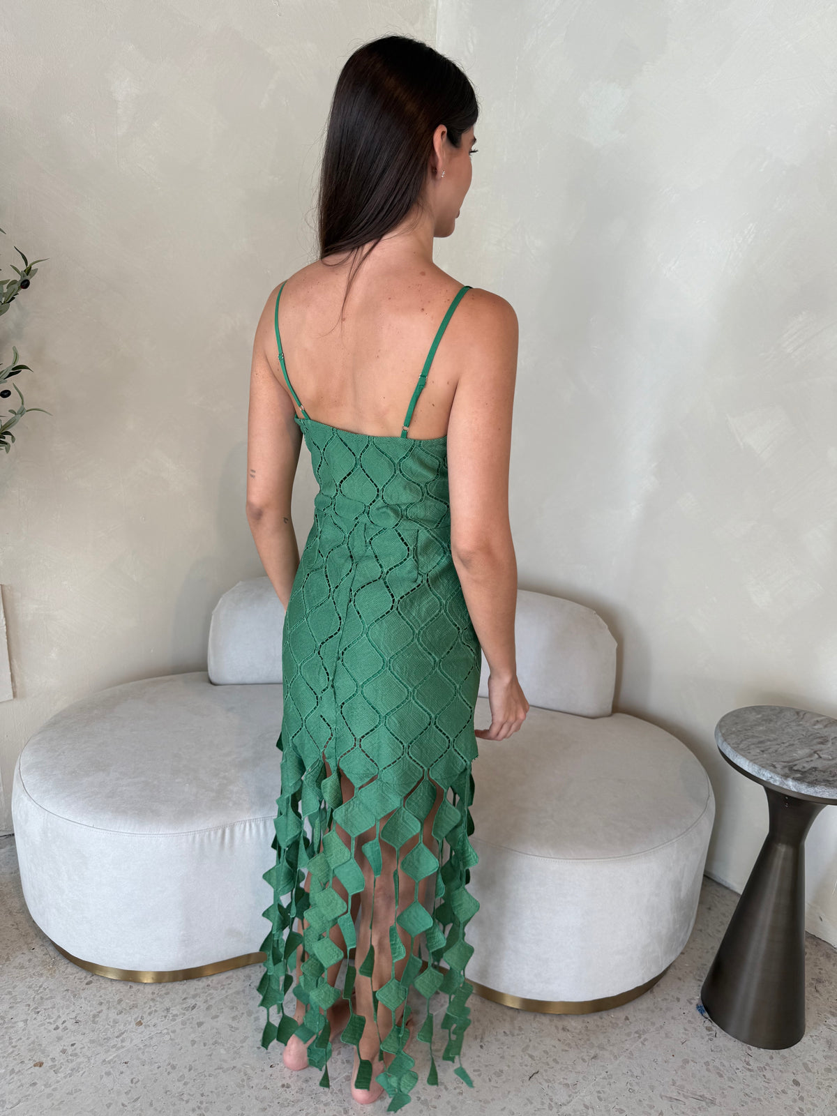 Green Diamond Trim Dress