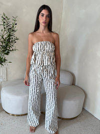 Black Stripe Tube Top & Pant Set