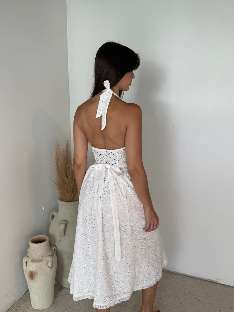 White Eyelet Midi Dress