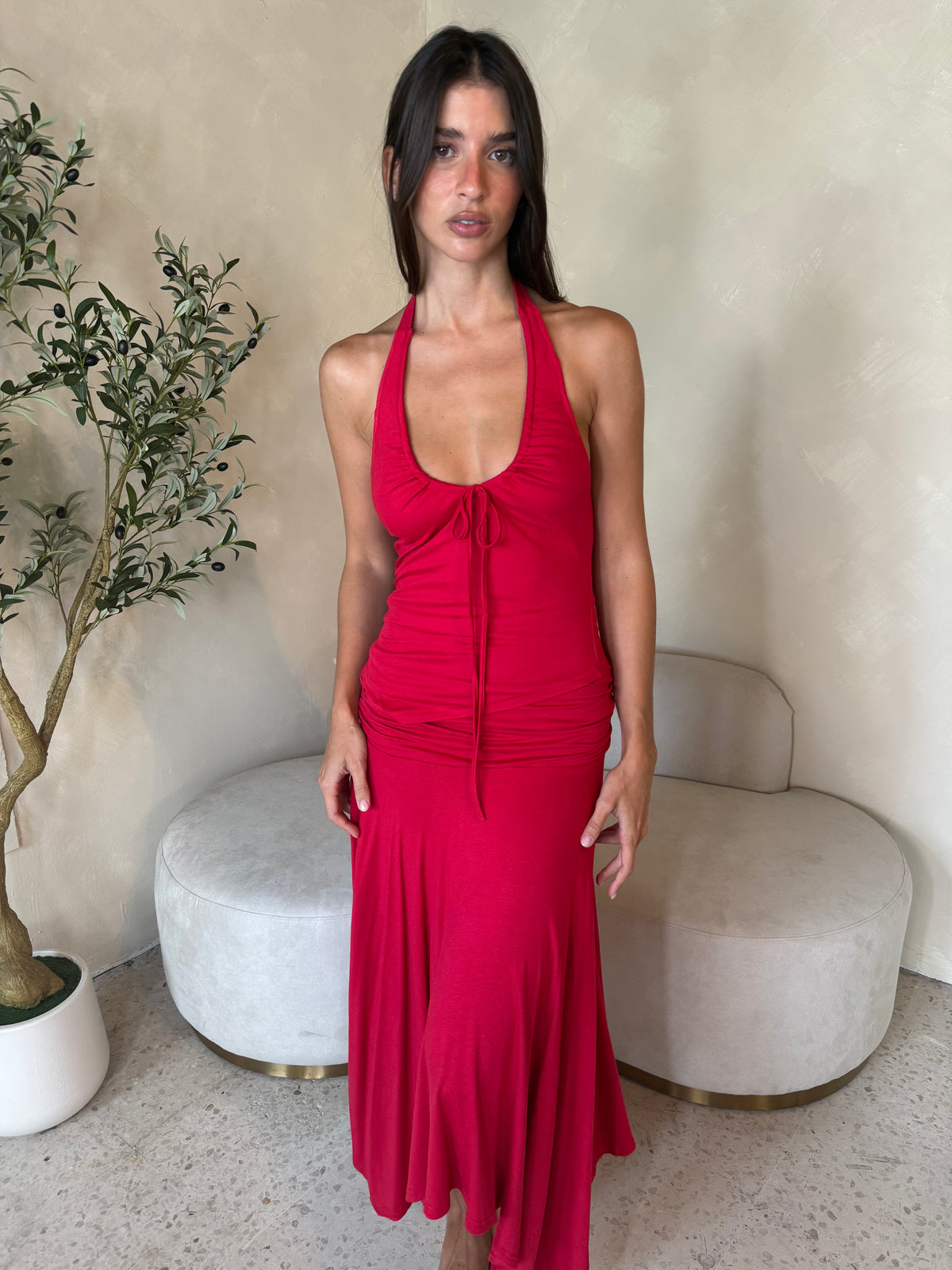 Hali Ruched Top & Midi Skirt Set