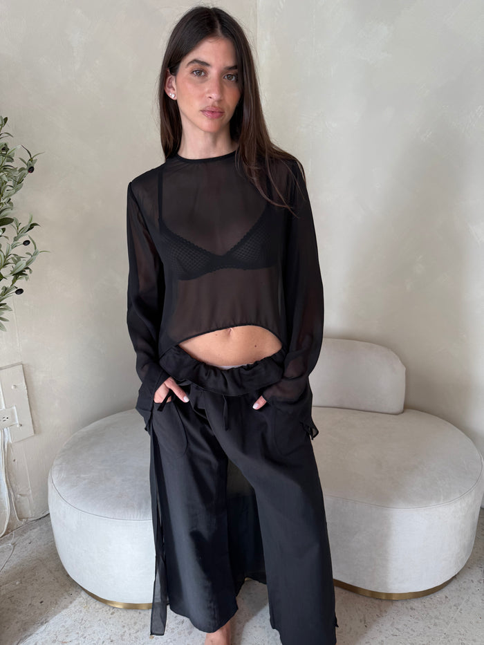Black Foldover Pants