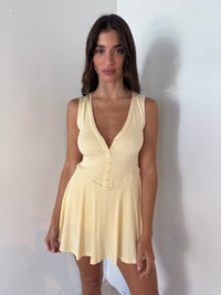 Rib Knit Button Detailed Dress Romper