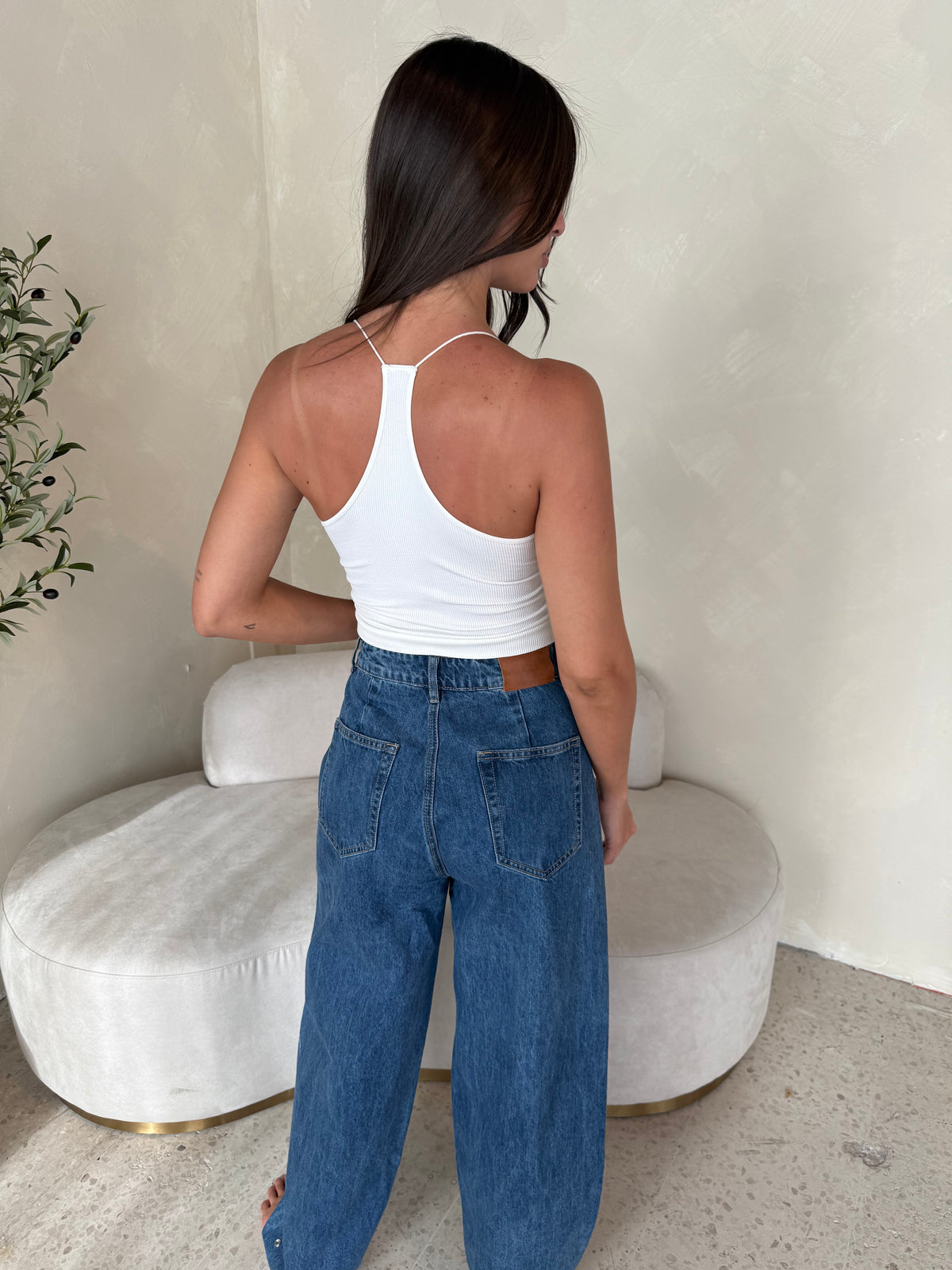 Blue Wash Mid Rise Snap Jeans