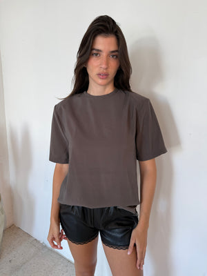 Black Lace Trim PU Shorts