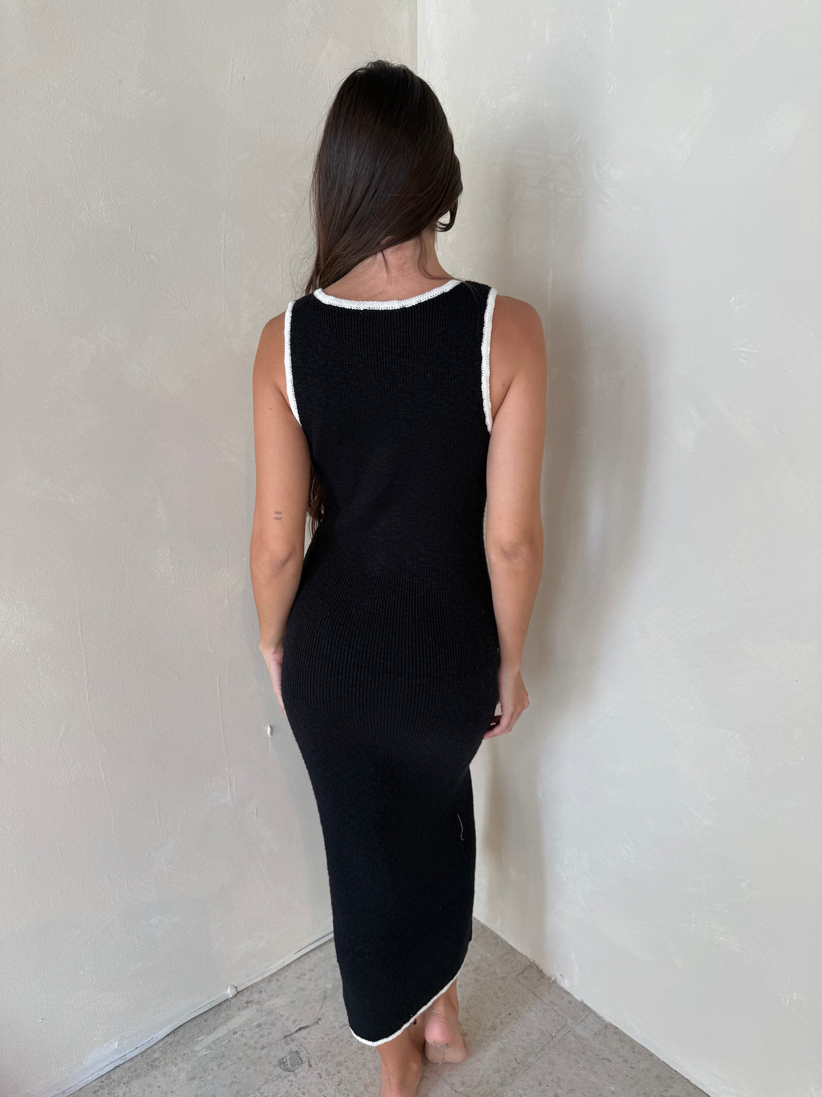 Contrast Binding Midi Dress