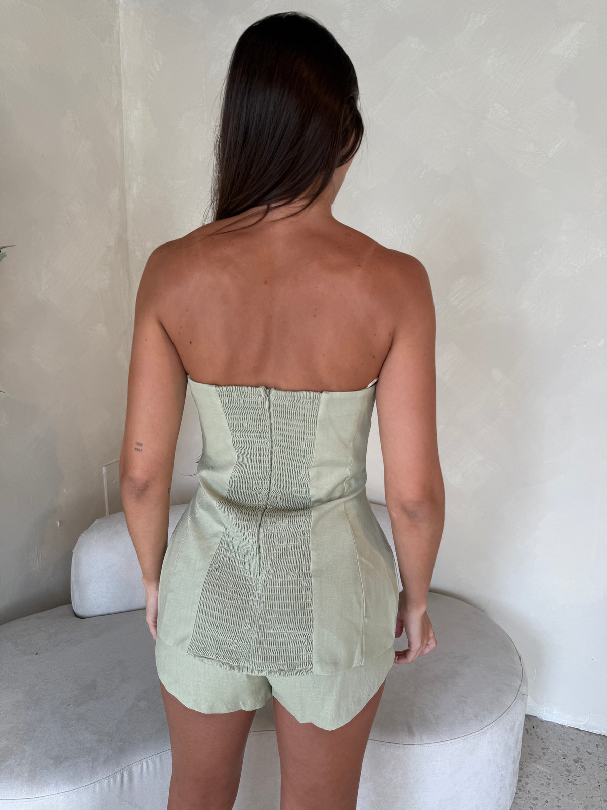 Sage Linen Tube Top & Short Set