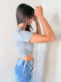 Grey Ribbed SS Top