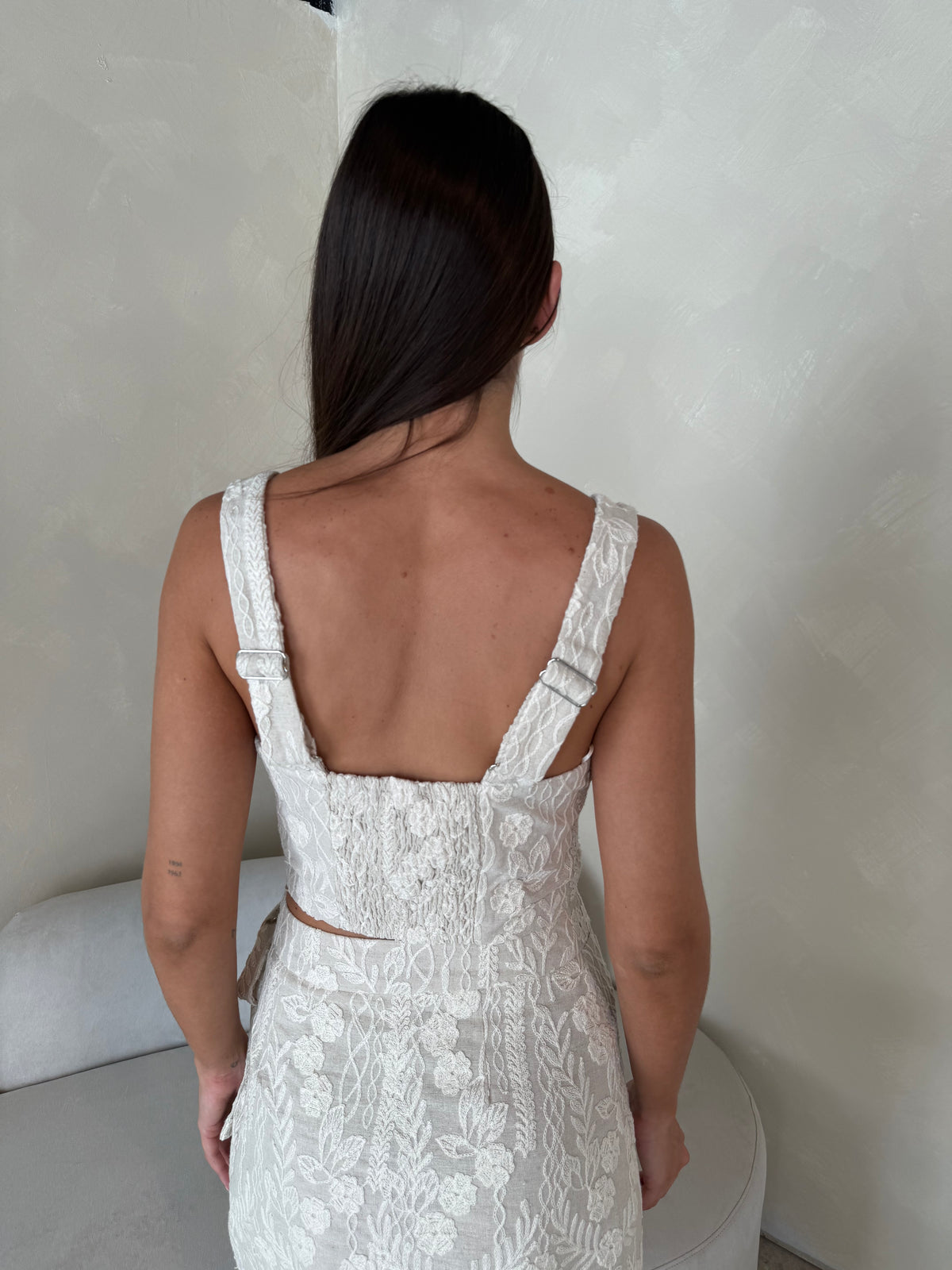 Embroidered  Crop Top And Skirt Set