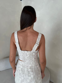 Embroidered  Crop Top And Skirt Set