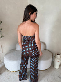 Brown Blue Polka Set