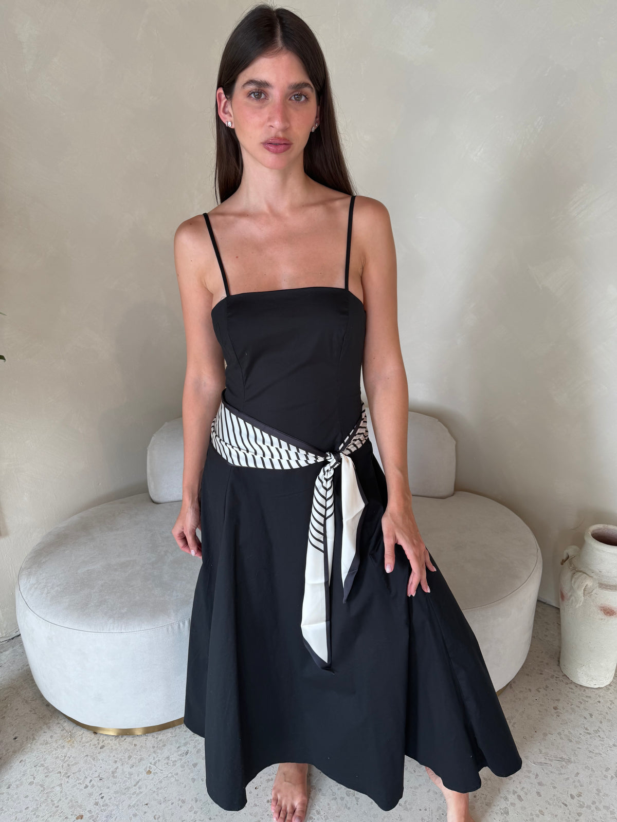 Scarf Accent Maxi Dress