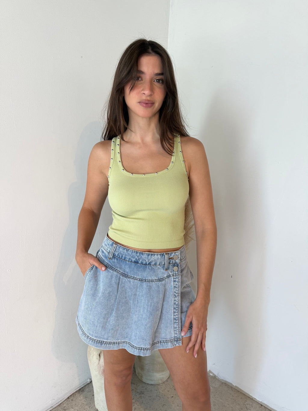 Denim Pleated Short