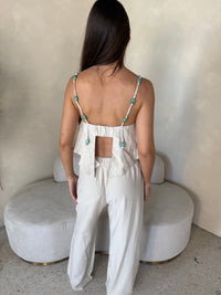 Beaded Beige Two Piece Set