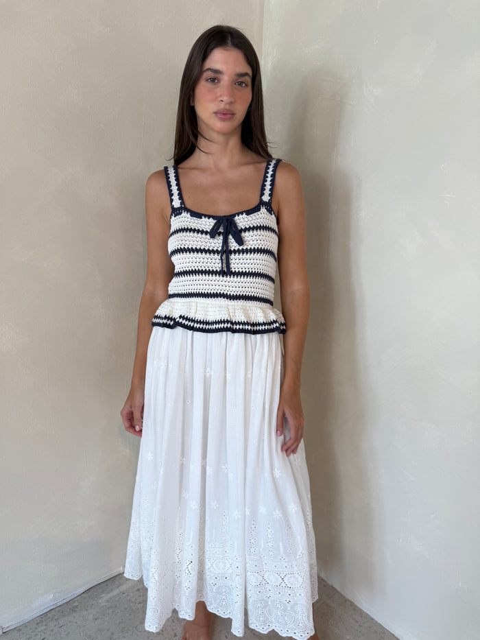 Crochet Stripe Midi Dress