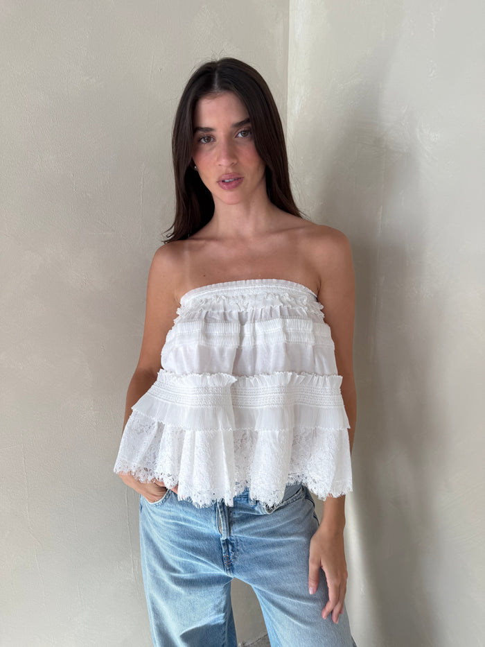 Lace Tiered Tube Top
