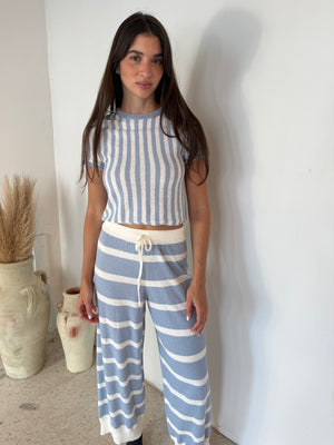 Blue SS Knit Top & Pant Set
