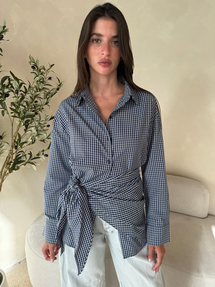 Gingham Scarf & Button Down Shirt
