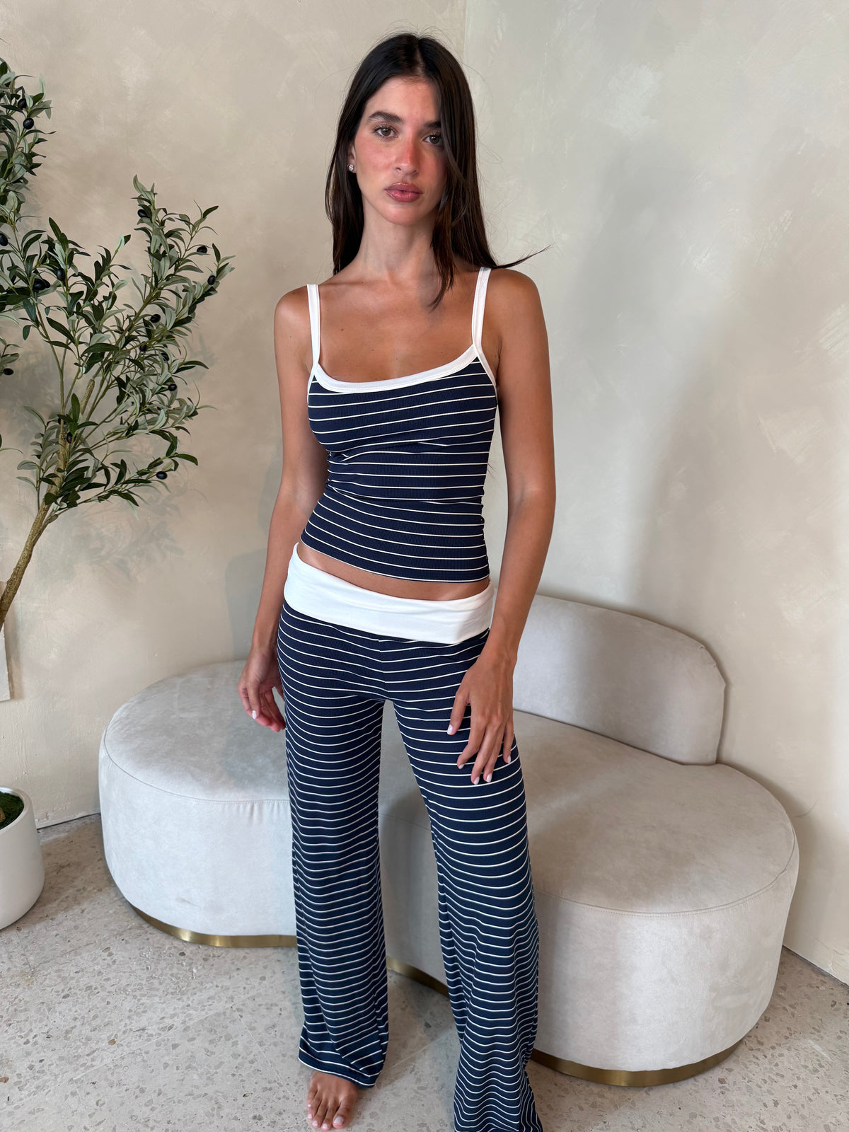 Striped Contrast Lounge Set