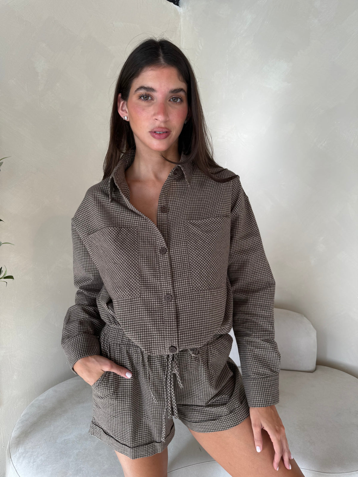 Olive Plaid Set