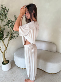 Draped Soft Top & Parachute Pants Set