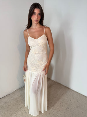 Floral Applique Contrast Dress