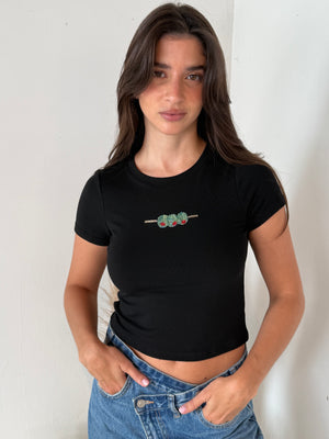Olive Beaded Tee