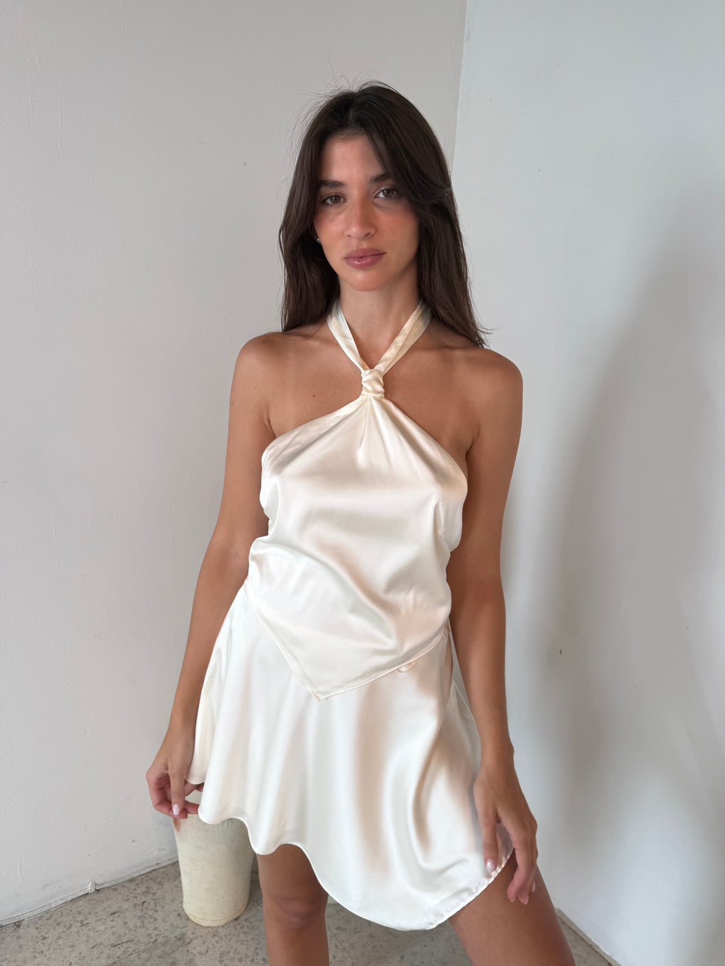 Pearl Satin Top & Skirt Set