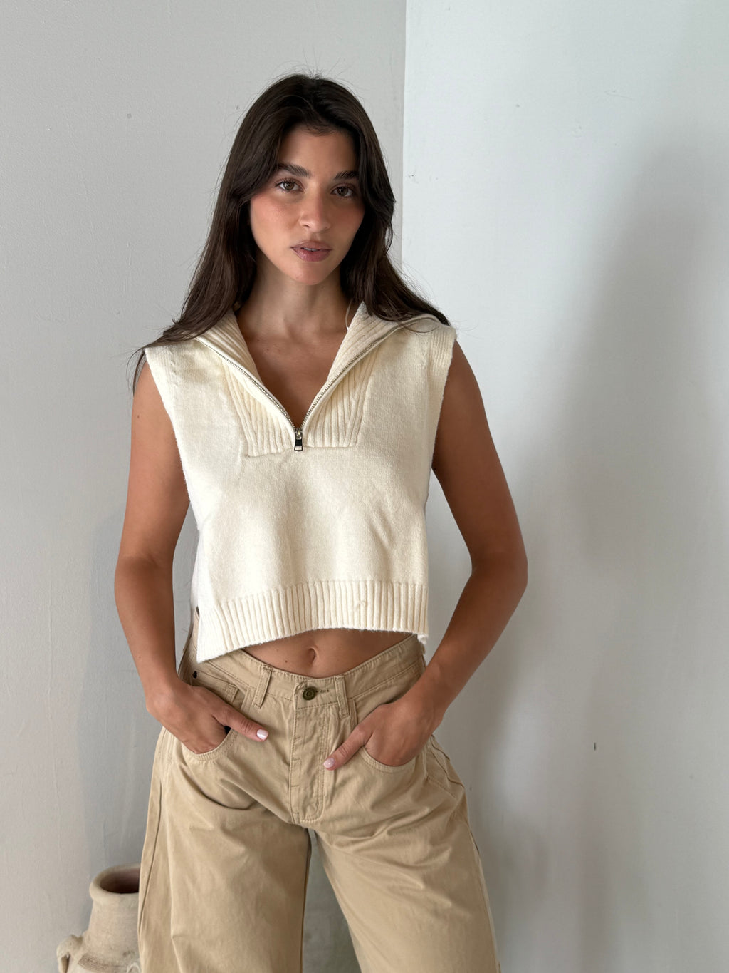 Zipper Collar Vest Top