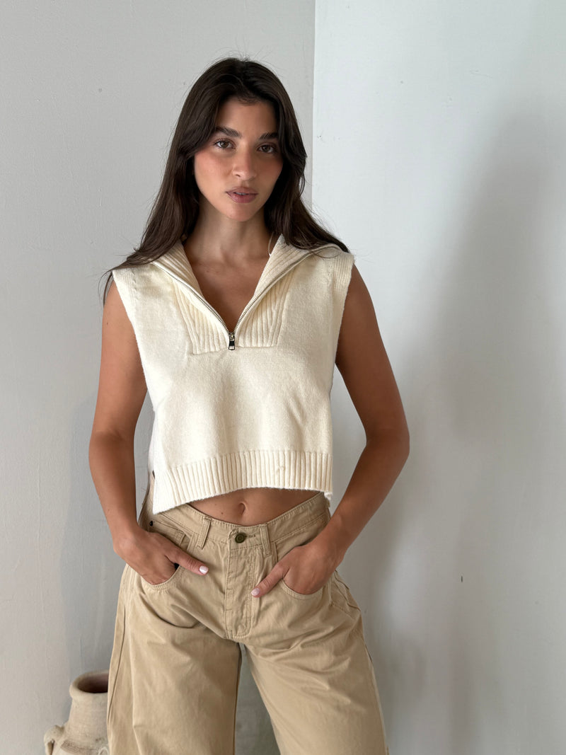 Zipper Collar Vest Top